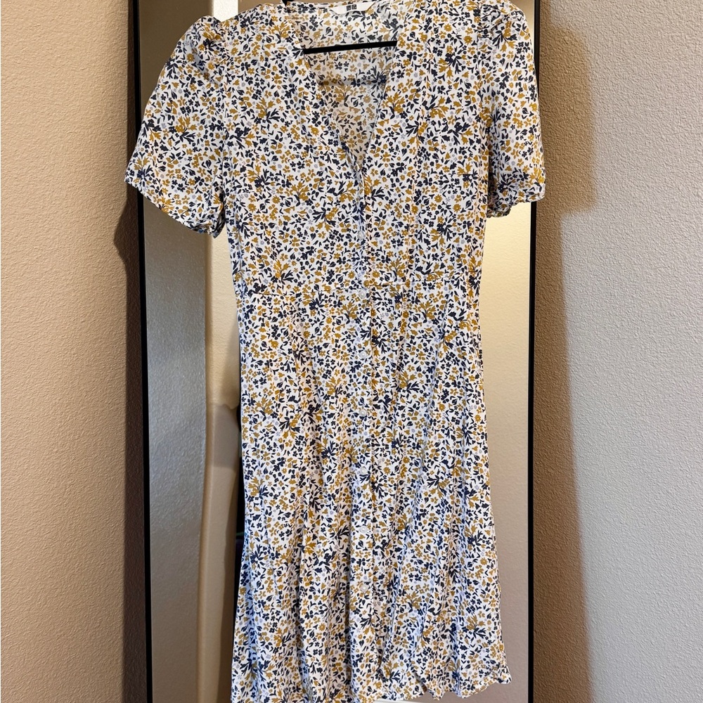 Uniqlo Blue and Brown Tiered Wrap Sundress